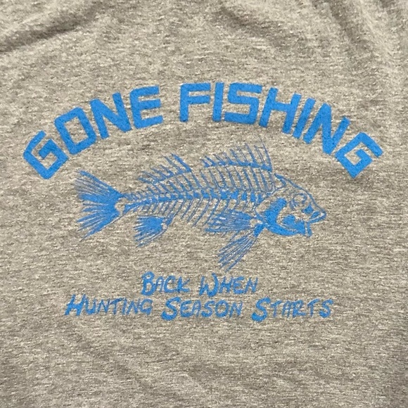 Men’s Gone Fishing Raglan T-shirt Gray And Blue Size Extra Large EUC - Picture 3 of 7